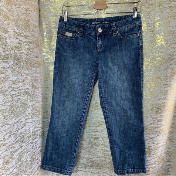 MICHAEL Kors Blue Wash Studded Women’s Capris Jeans Size 2 - Picture 2 of 11